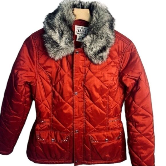 Ariat | Quilted Faux Fur Collar Puffer Coat Red Size M | NWOT - Picture 3 of 11